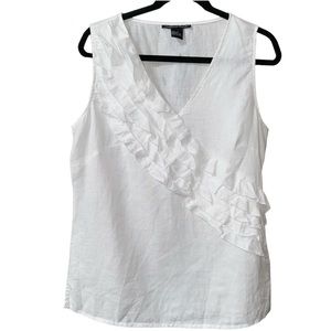 MARINA LUNA Top Blouse Women's Size Large Sleeveless White 100% Linen